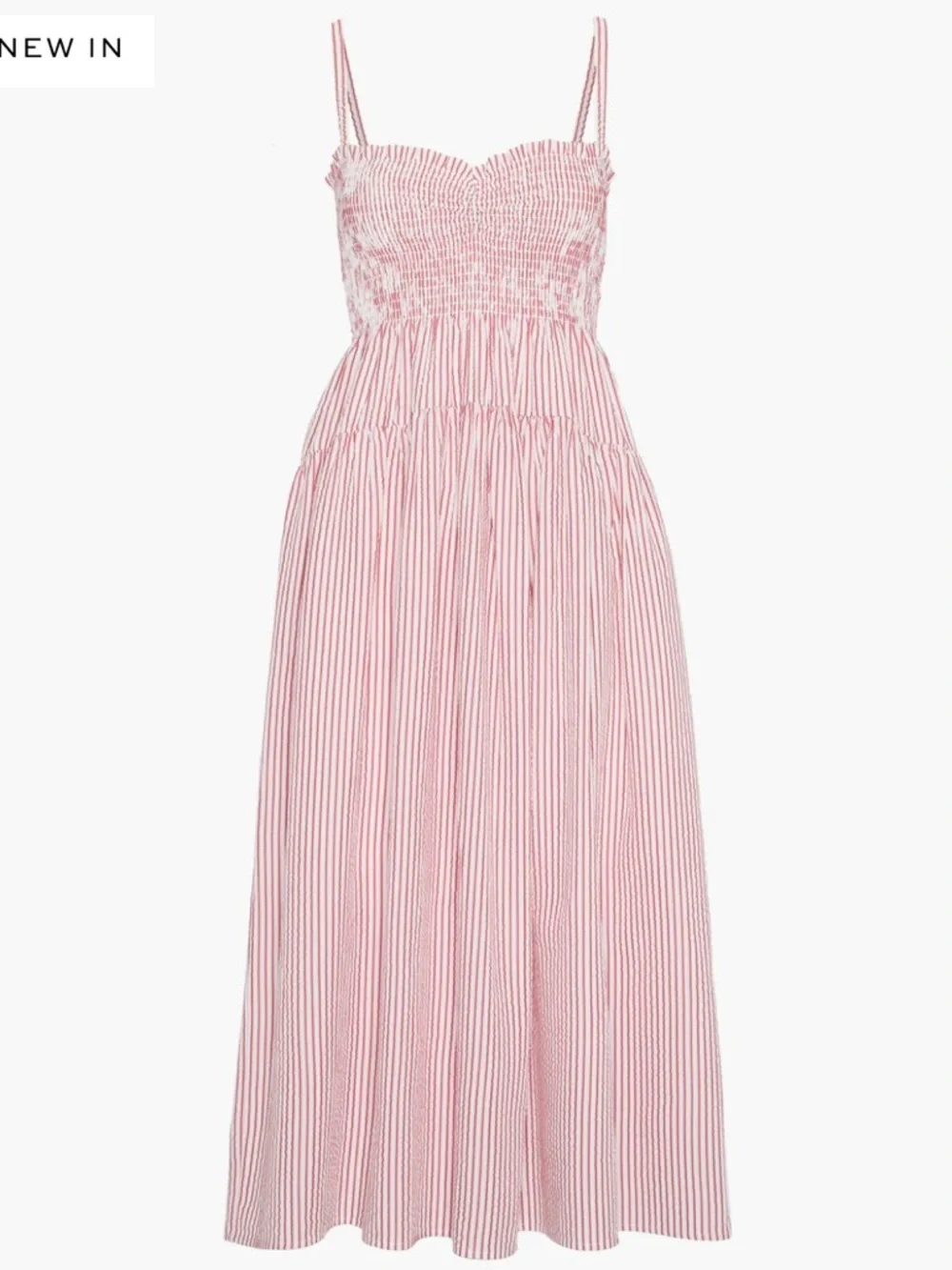 Hill House Home The Rebecca Nap Dress in Red Ticking Stripe Red White Medium - Picture 2 of 8